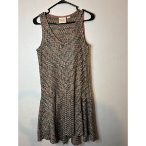 Anthropologie Maeve Westwater Chevron Knit Dress Small Multicolor Zigzag Boho